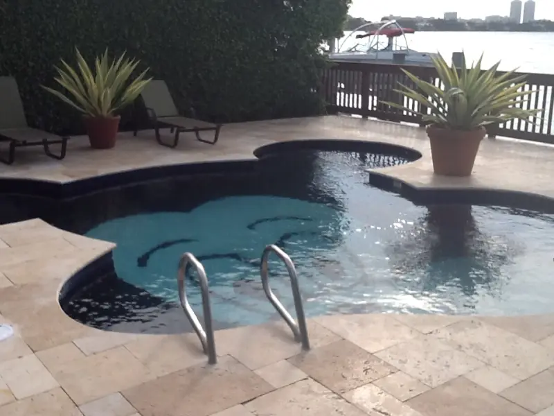 Pool with built-in steps on the water